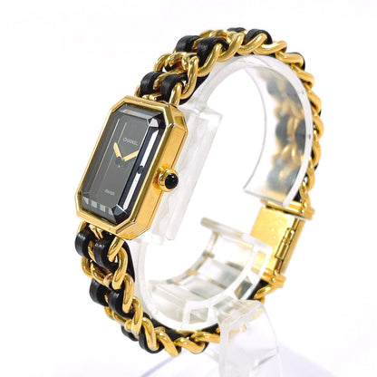 CHANEL Watches Quartz H0001 Gold Plated, Leather gold Premiere L black dial