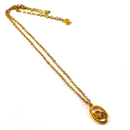 Christian Dior Necklace Gold Plated gold vintage logo
