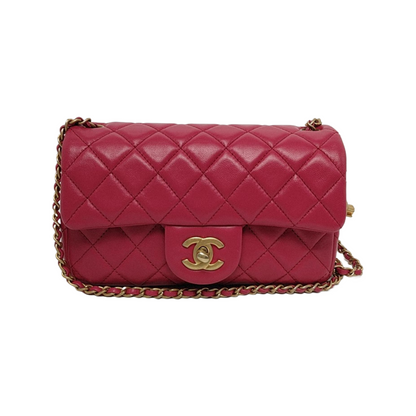 Chanel Classic Flap Rectangular Coco Crush Mini Rose Pink Lambskin Gold Hardware 2020