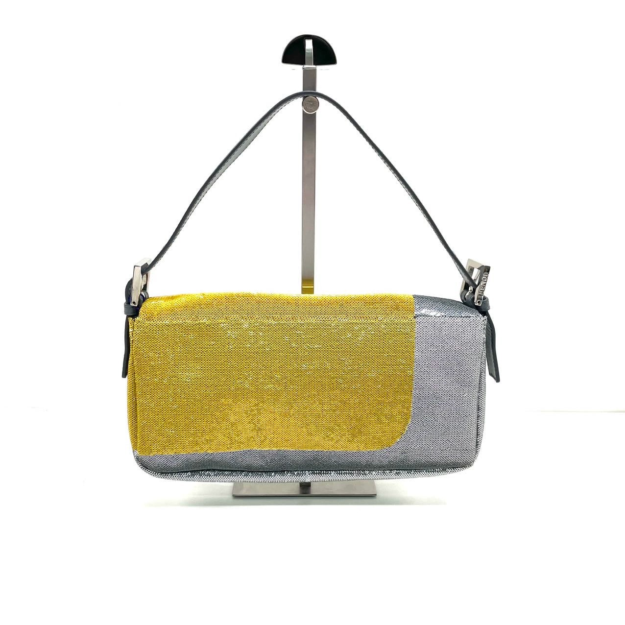 Fendi Baguette Blocks Abstract Pattern Glitter Sequin Shoulder bag