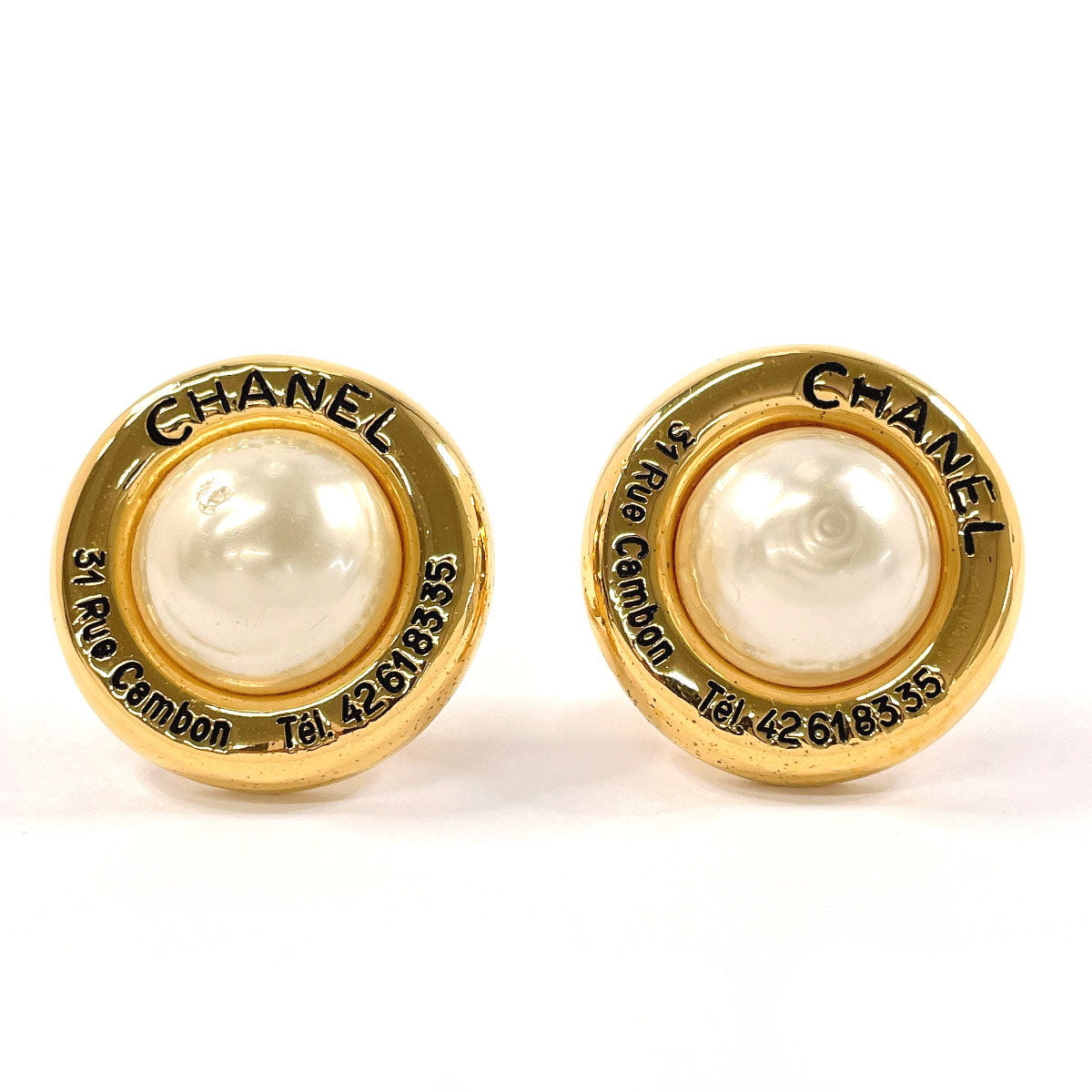 CHANEL Earring Gold Plated, Faux Pearl gold vintage 31 RUE CAMBON