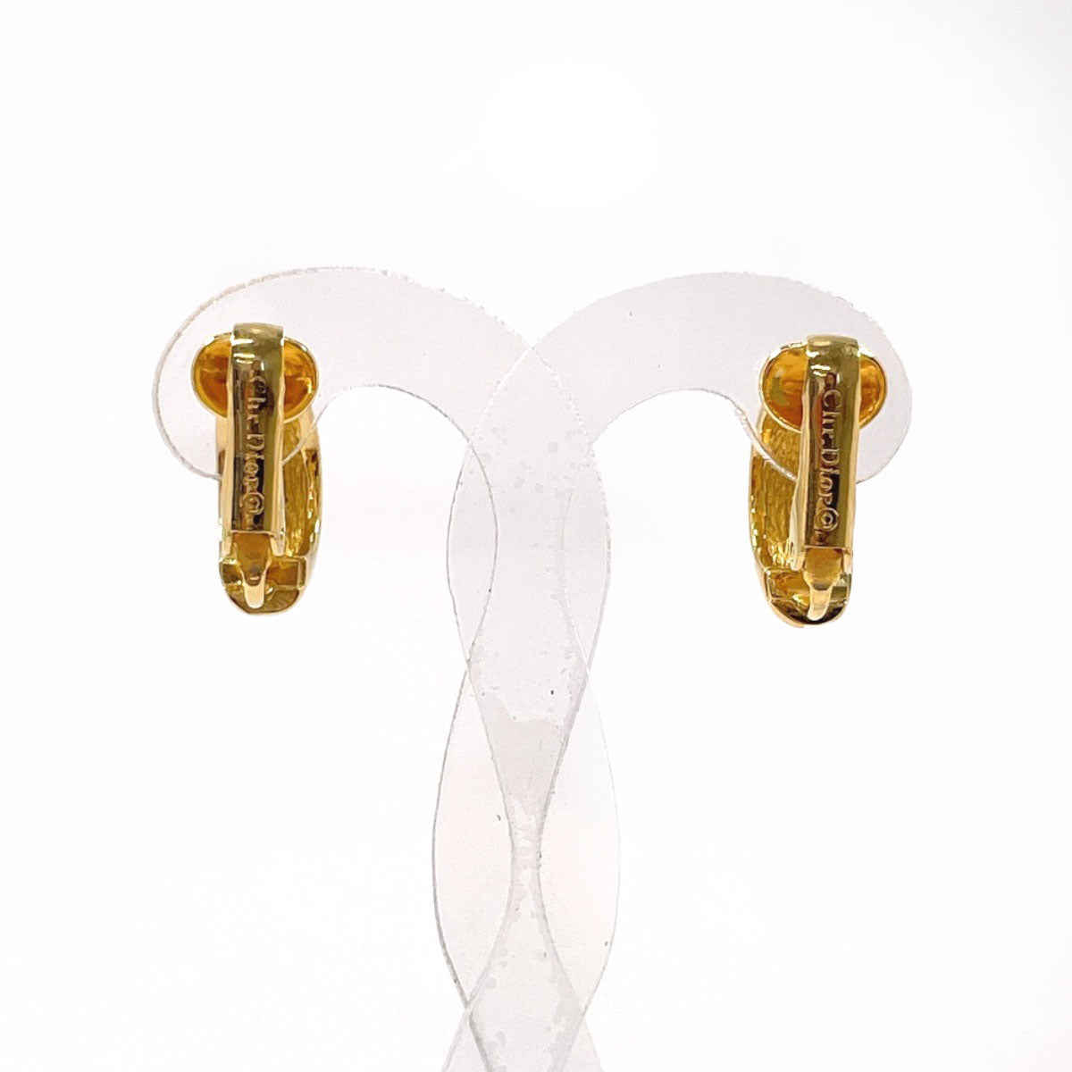 Christian Dior Earring Gold Plated, Rhinestone gold