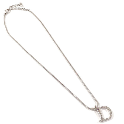 Christian Dior Necklace Metal, Rhinestone Silver D logo