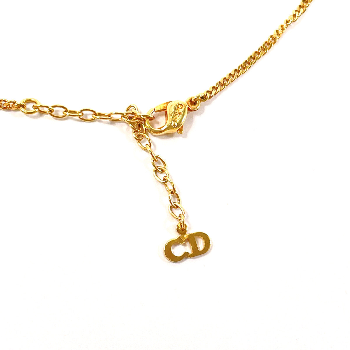 Christian Dior Necklace metal gold vintage Heart logo
