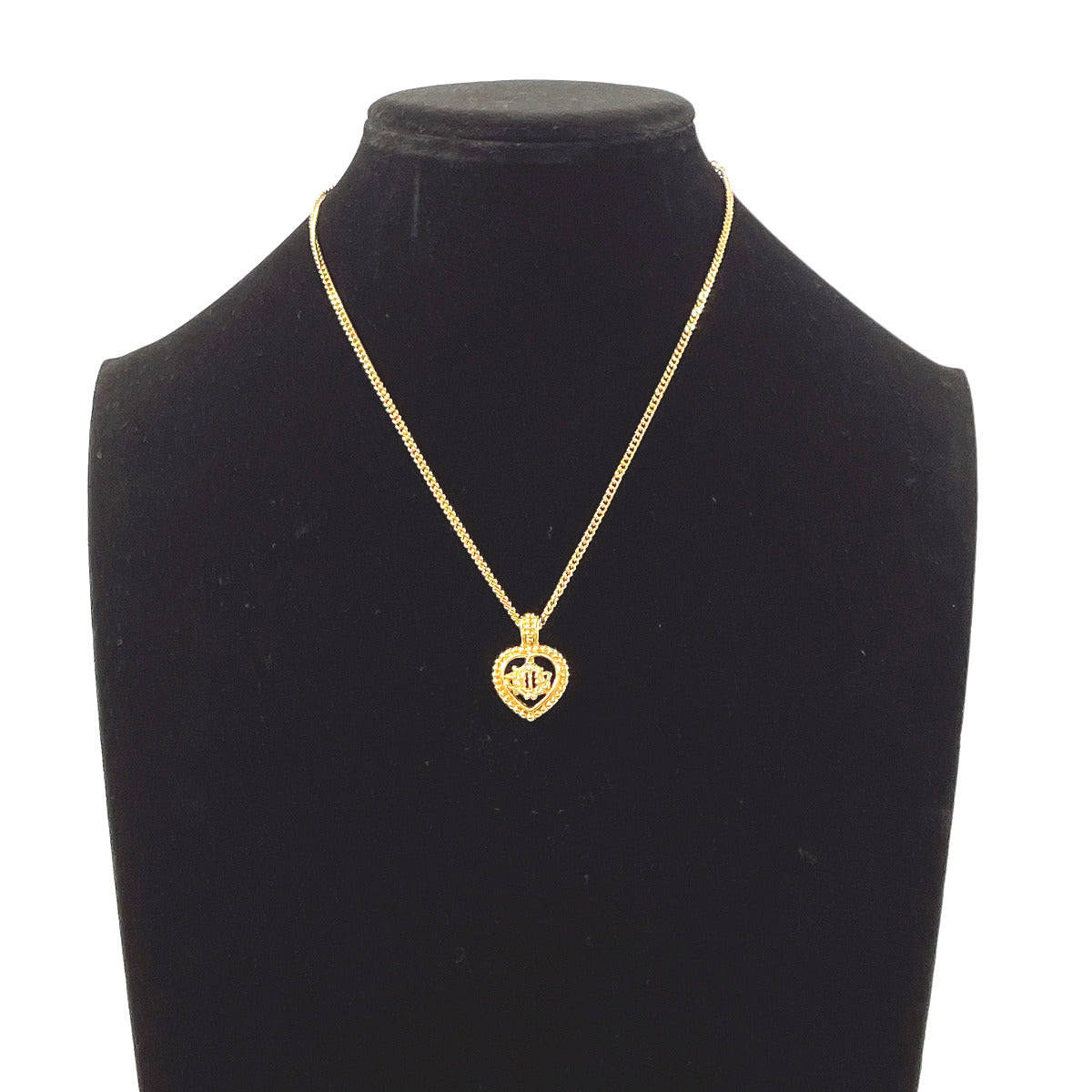 Christian Dior Necklace metal gold vintage Heart logo