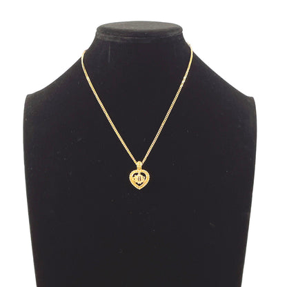 Christian Dior Necklace metal gold vintage Heart logo