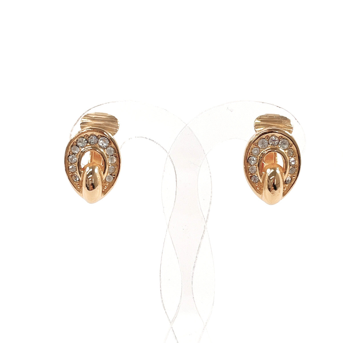 Christian Dior Earring Metal, Rhinestone gold