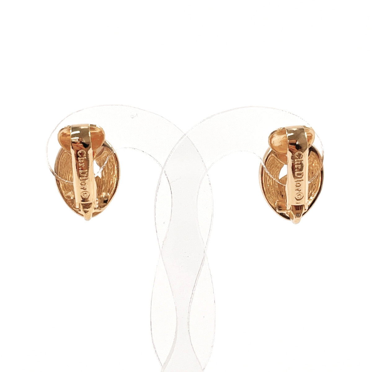 Christian Dior Earring Metal, Rhinestone gold