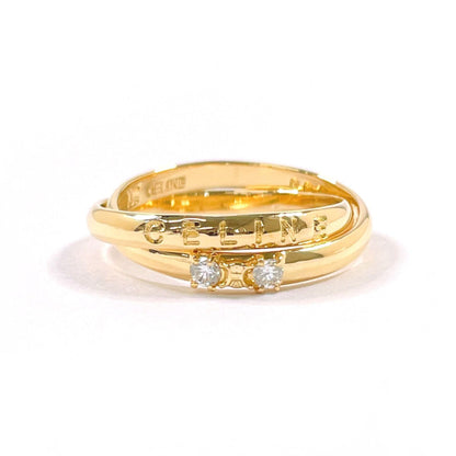 CELINE Ring K18 Yellow Gold, Diamond gold 2 stations logo triomphe