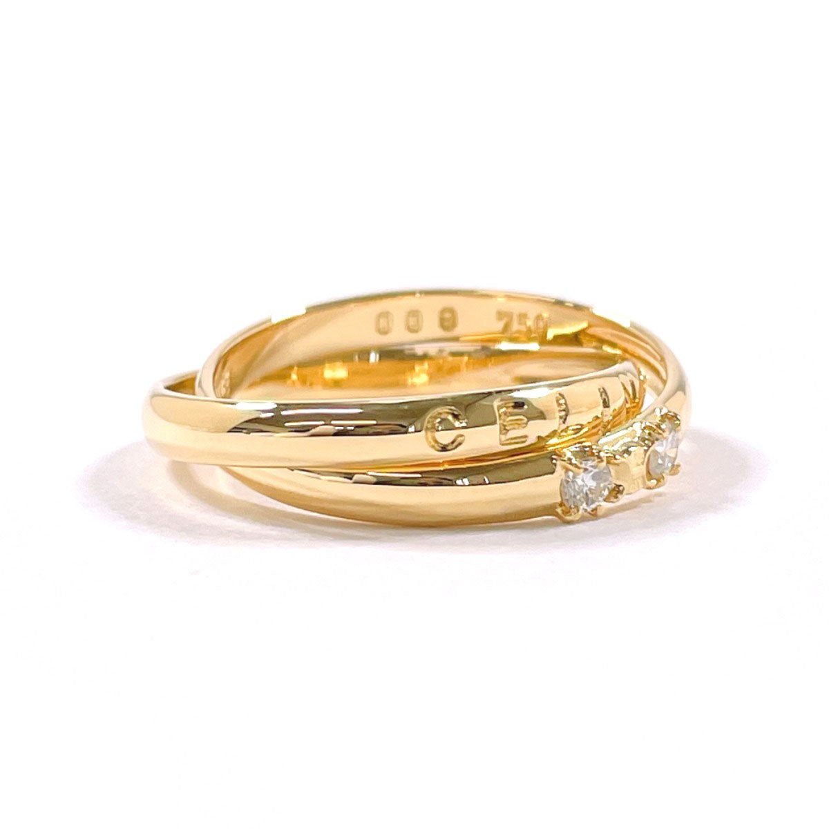 CELINE Ring K18 Yellow Gold, Diamond gold 2 stations logo triomphe