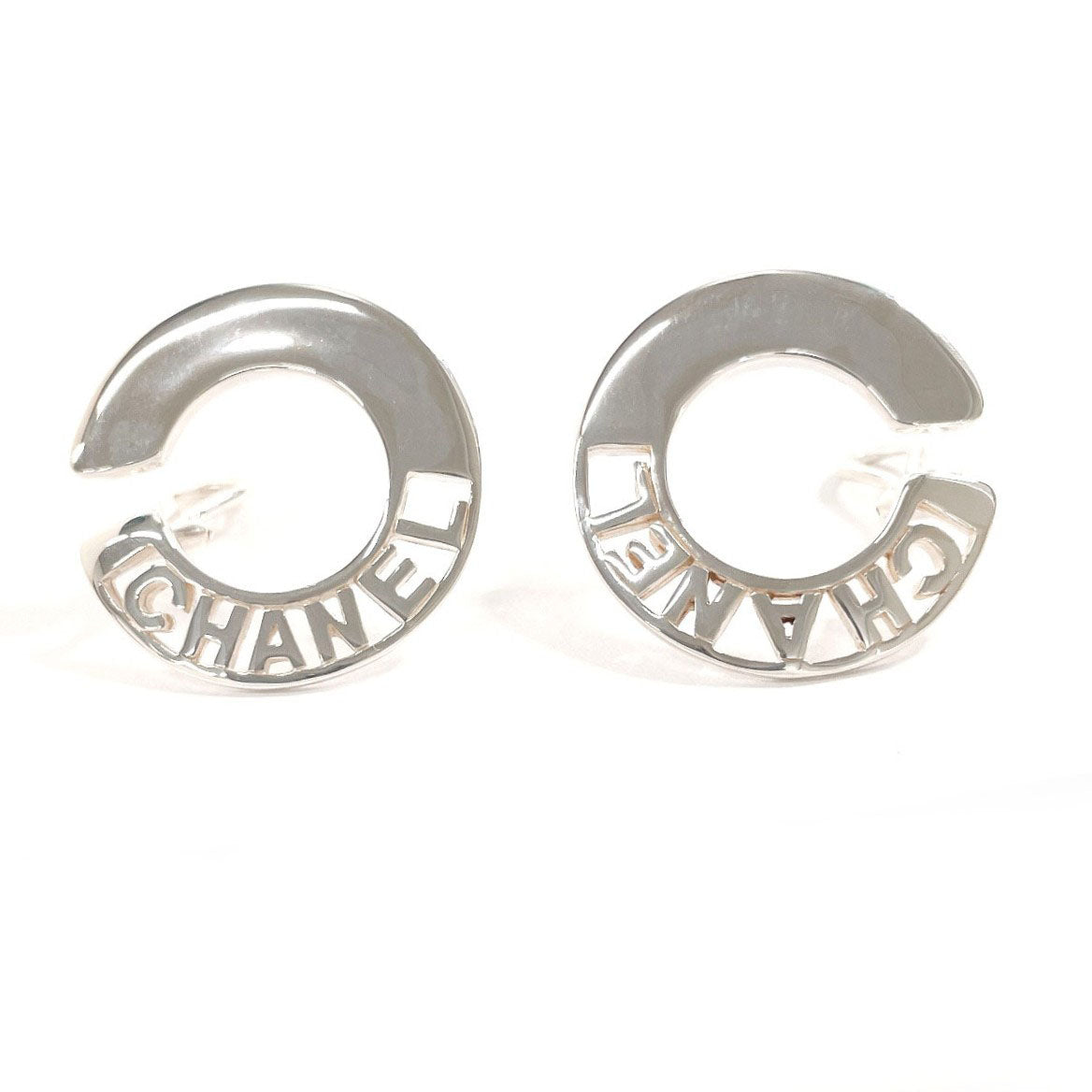 CHANEL Earring Silver925 Silver vintage logo