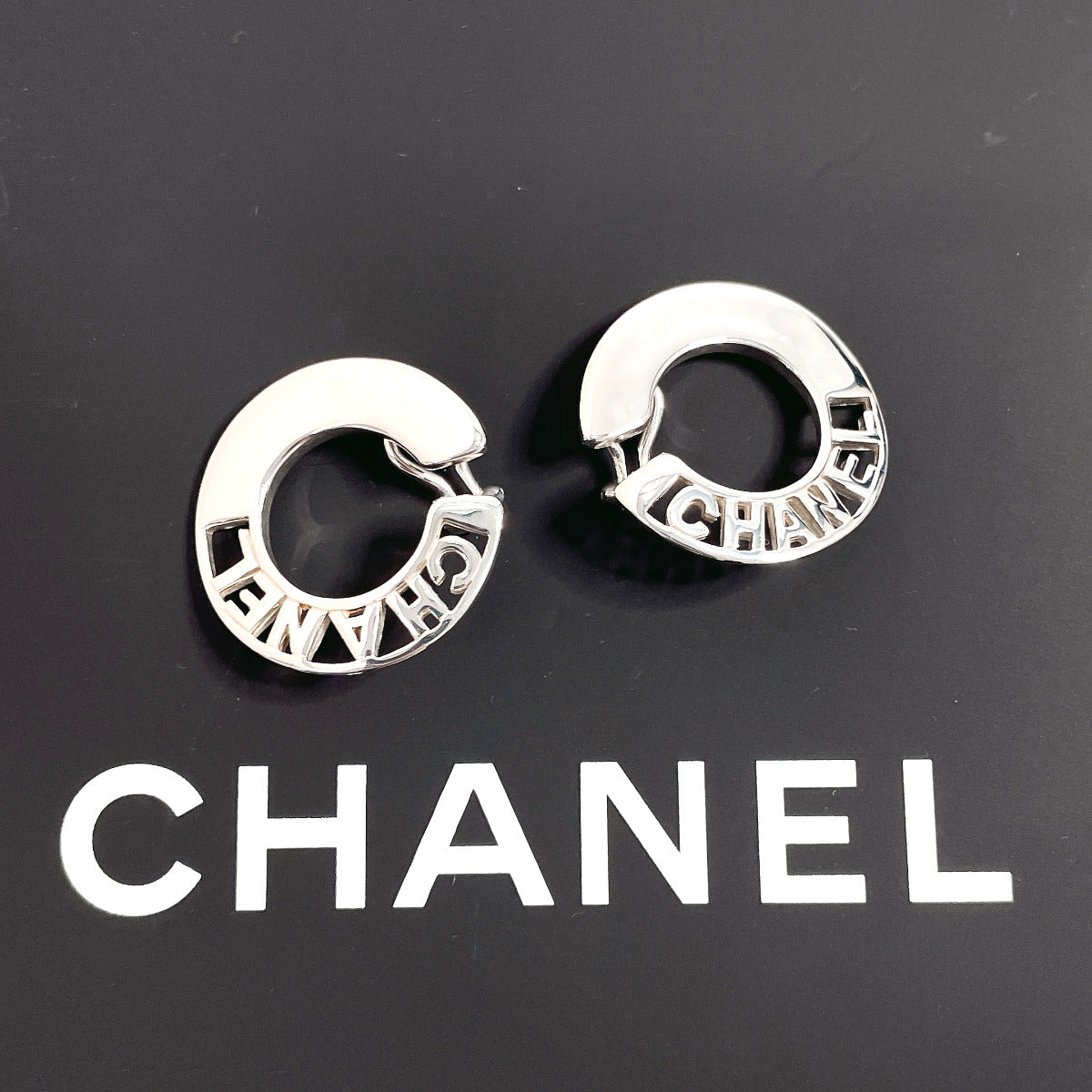 CHANEL Earring Silver925 Silver vintage logo