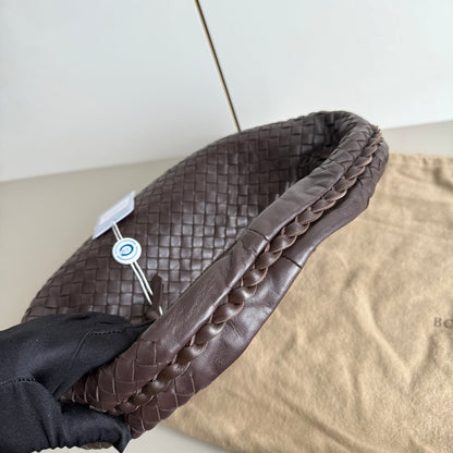 Bottega Veneta Intrecciato Hobo Bag Medium Dark Chocolate Brown Lambskin leather 40cm