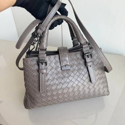 Bottega Veneta Roma Handbag Bag Intrecciato Nappa Leather Grey Mini 25cm