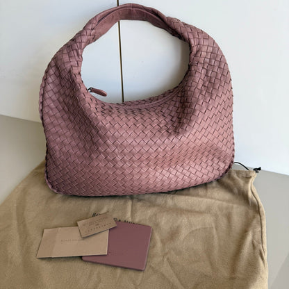 Bottega Veneta Veneta Leather Hobo Small Nude Dirty Pink 40cm
