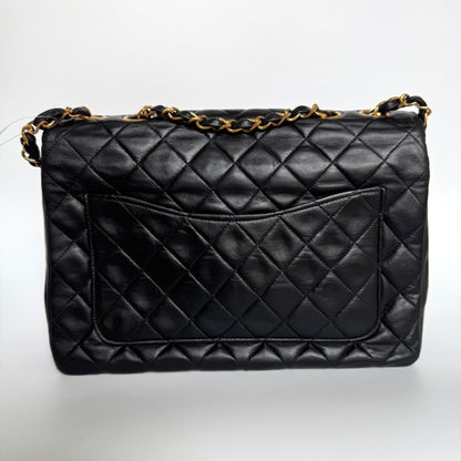 Chanel Vintage Medium Black Quilted Lambskin Paris Limited Single Flap Gold Hardware