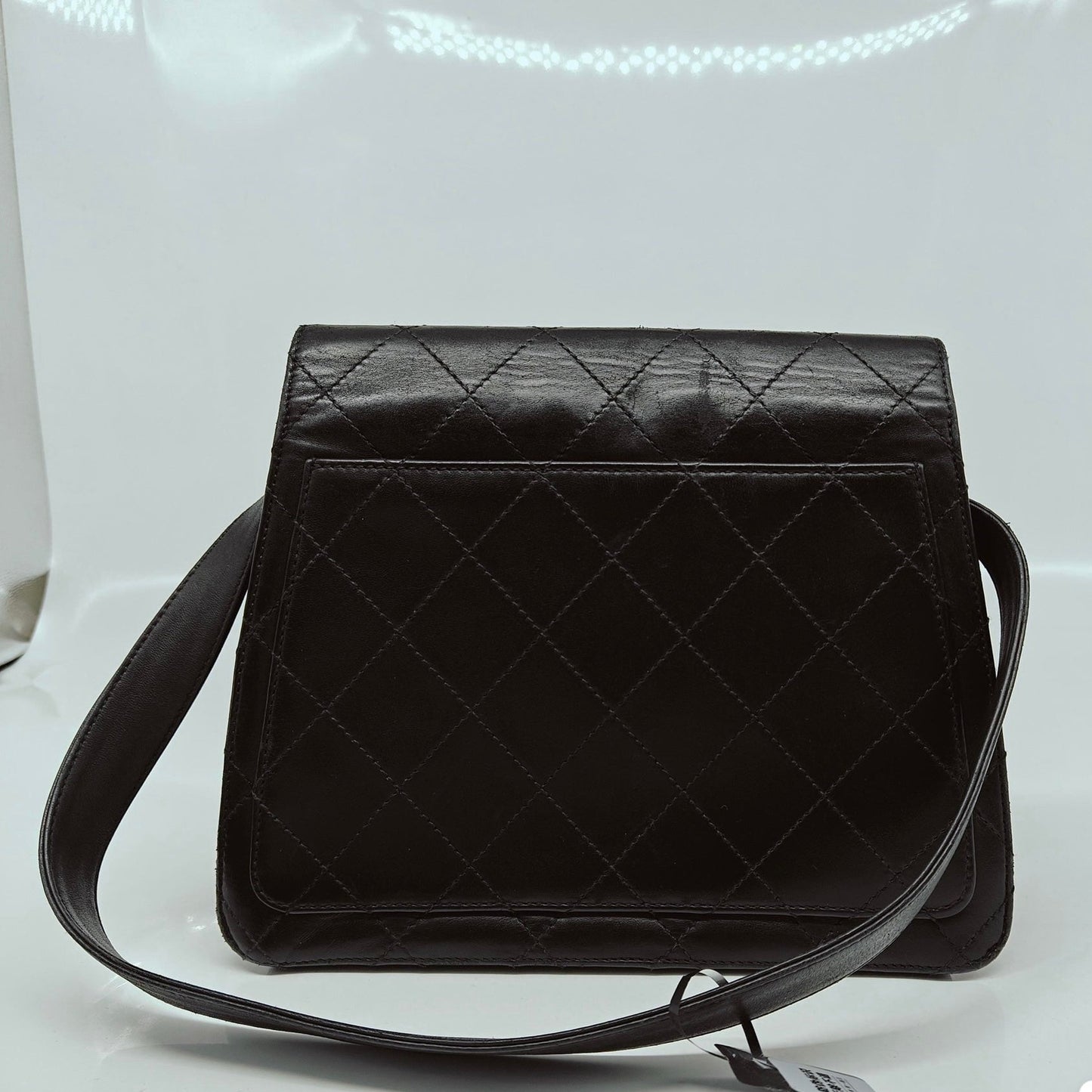 Chanel Vintage Kelly Style Black Leather Shoulder Bag Diamond Stitch Medium Gold Hardware