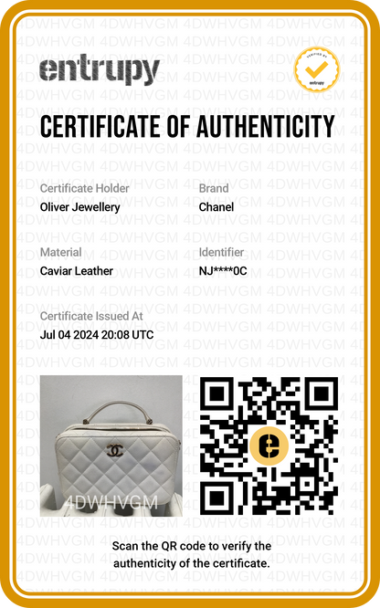 Chanel 2022 White Caviar Leather Small Top Handle Vanity Case