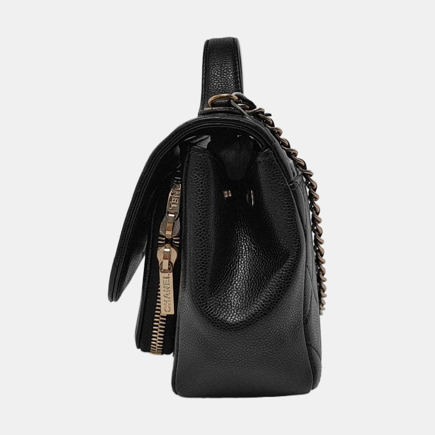 Chanel Business Affinity Small Black Caviar Leather Top Handle Crossbody Bag