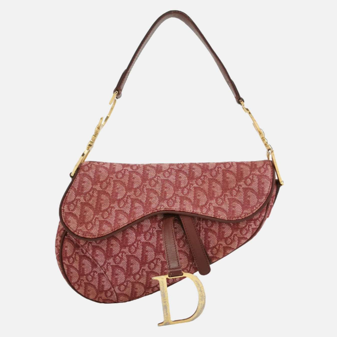 Dior Saddle Vintage Red Burgundy Oblique Shoulder bag