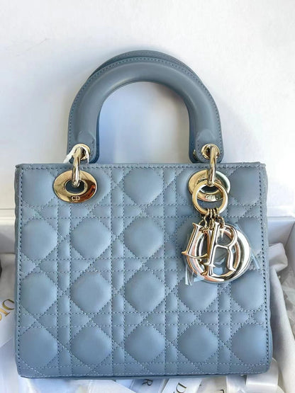 Lady Dior Small My Abcdior Pale Blue Lambskin Cannage Leather