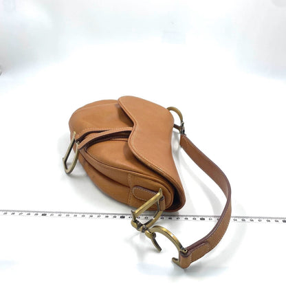 Dior Saddle Vintage Tan Brown Calfskin Leather Gold Hardware Shoulder Bag