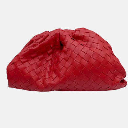 Bottega Veneta Pouch Large Intrecciato Leather Clutch Red
