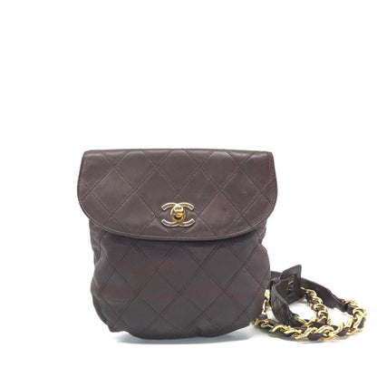 Chanel Vintage Flap Belt Bag Mini Dark Brown Lambskin Leather Gold-tone Hardware