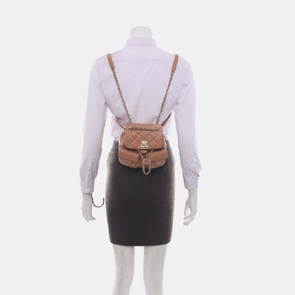 Chanel 23P Small Duma Backpack Caramel Tan Caviar Leather