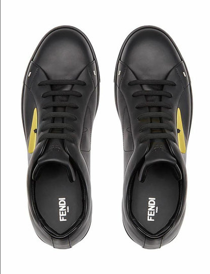 FENDI LEATHER SNEAKERS WITH COLORED BUGS