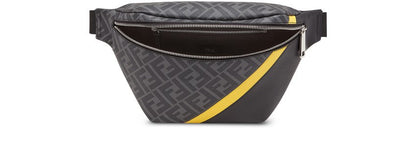 FENDI Black Yellow PVC Leather Waist Pouch