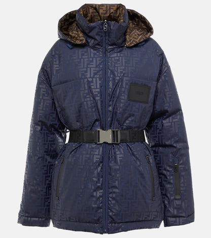 FENDI FF LOGO REVERSIBLE HOODED SKI JACKET