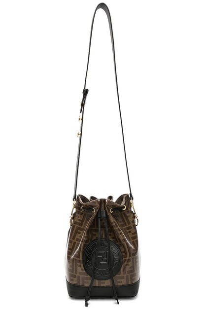 FENDI FF LOGO PRINT EMBLEM MON TRESOR BUCKET BAG