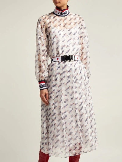 FENDI X FILA MANIA LOGO PRINT SILK BLEND DRESS