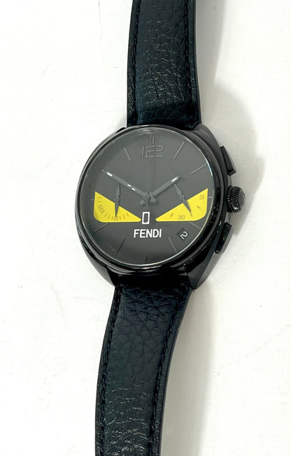 FENDI MOMENTO FENDI BUGS LEATHER STRAP WATCH