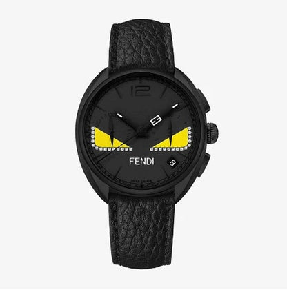 FENDI MOMENTO FENDI BUGS LEATHER STRAP WATCH