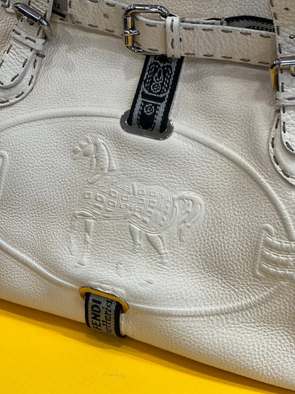 FENDI BORGHESE VILLA SELLERIA LEATHER TOTE BAG