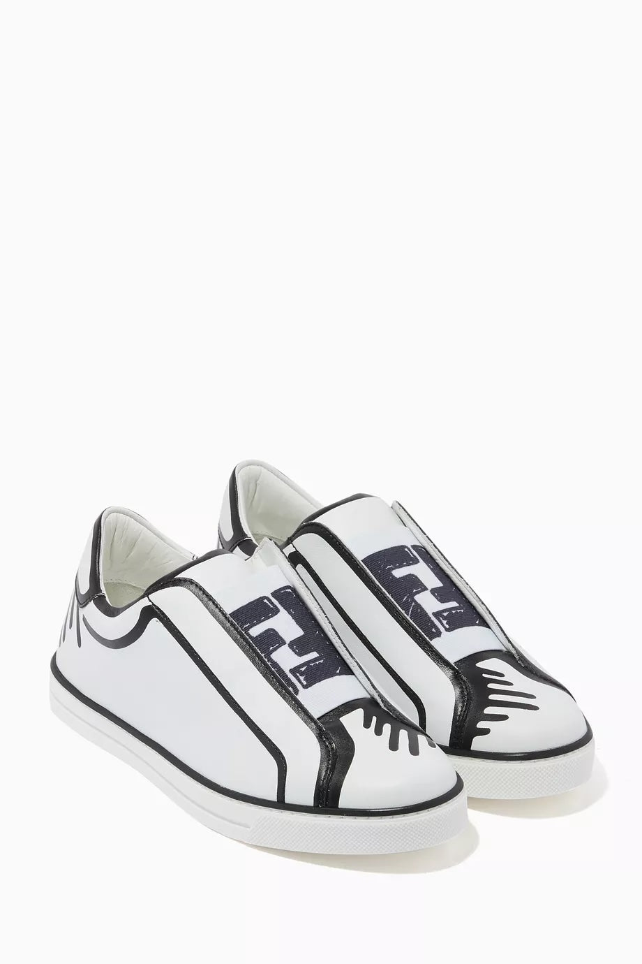 FENDI X JOSHUA VIDES NAPPA LEATHER FF SLIP-ON SNEAKERS