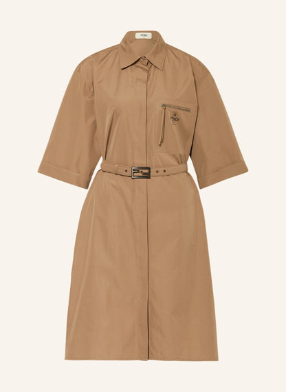 FENDI COTTON BELTED SHIRT DRESS