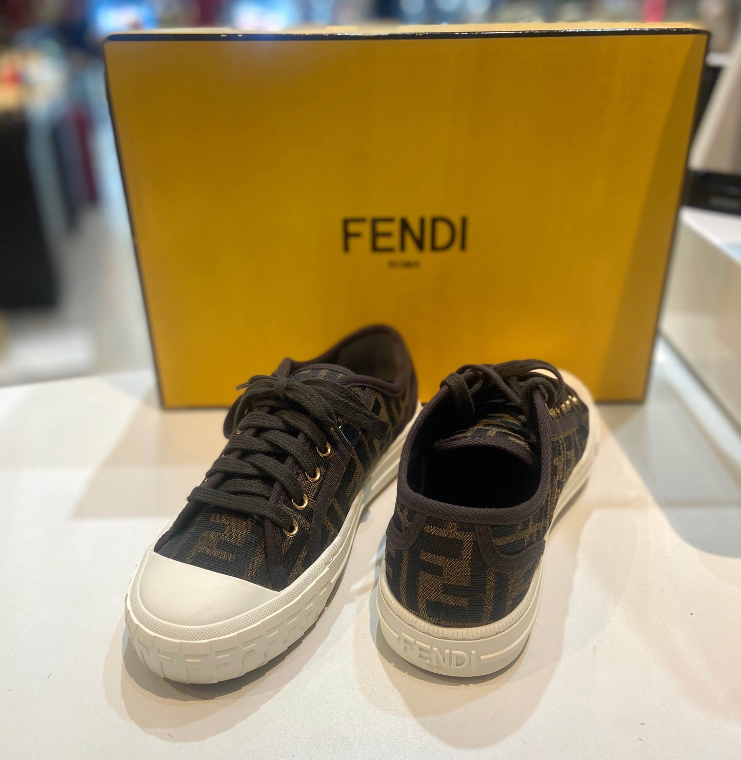 FENDI DOMINO MONOGRAM LOW TOP SNEAKERS
