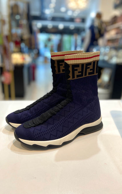 FENDI MONOGRAM KNIT SOCK SNEAKERS