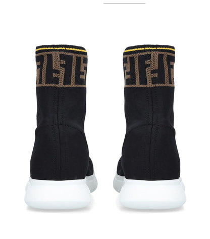FENDI Stretch Knit Jacquard FF Mania High Top Sock Sneakers