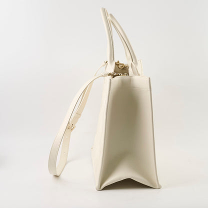 Dior Medium Book Tote Macrocannage Calfskin Cream