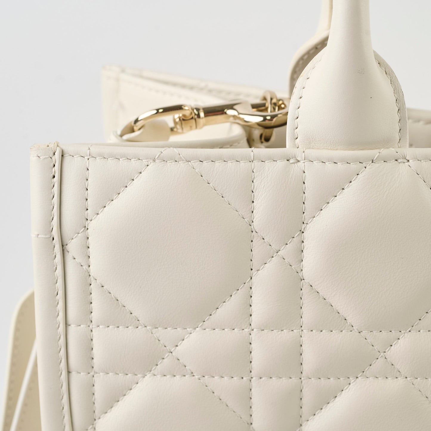 Dior Medium Book Tote Macrocannage Calfskin Cream