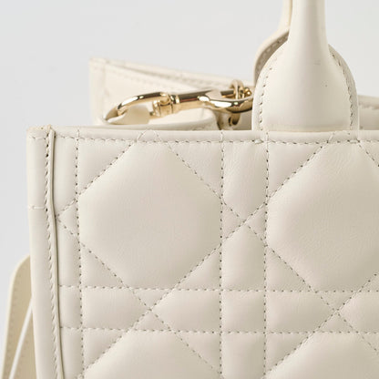 Dior Medium Book Tote Macrocannage Calfskin Cream