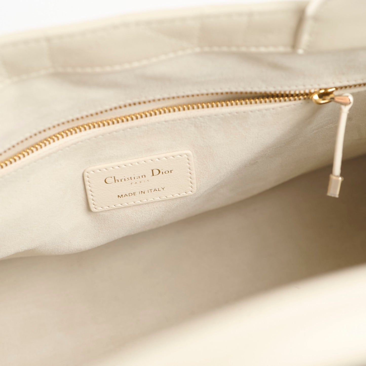 Dior Medium Book Tote Macrocannage Calfskin Cream