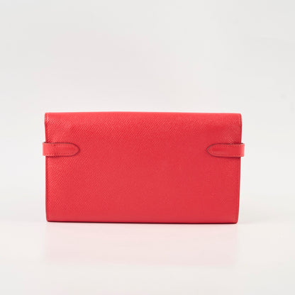 Hermes Kelly Wallet Rouge Tomate (S5) Epsom Gold hardware X Stamp