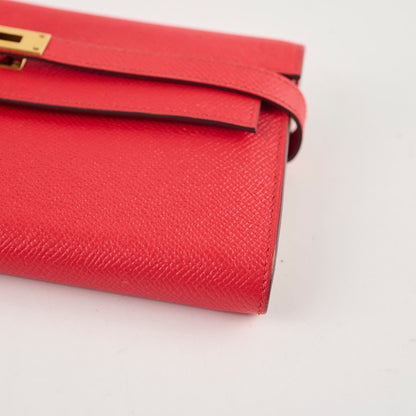 Hermes Kelly Wallet Rouge Tomate (S5) Epsom Gold hardware X Stamp