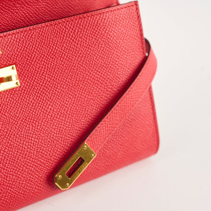 Hermes Kelly Wallet Rouge Tomate (S5) Epsom Gold hardware X Stamp