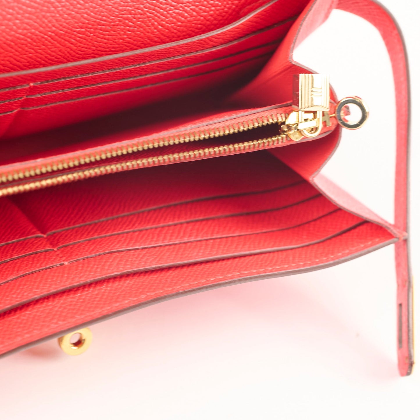 Hermes Kelly Wallet Rouge Tomate (S5) Epsom Gold hardware X Stamp